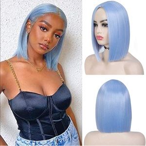 Blue wig